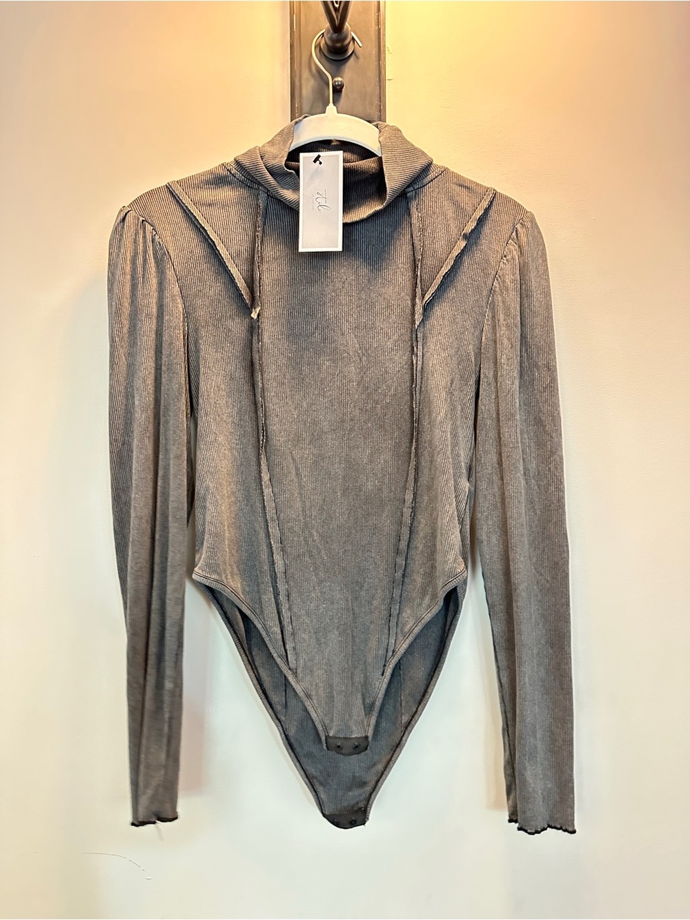 NWT POL Ribbed Black Long Sleeved Bodysuit